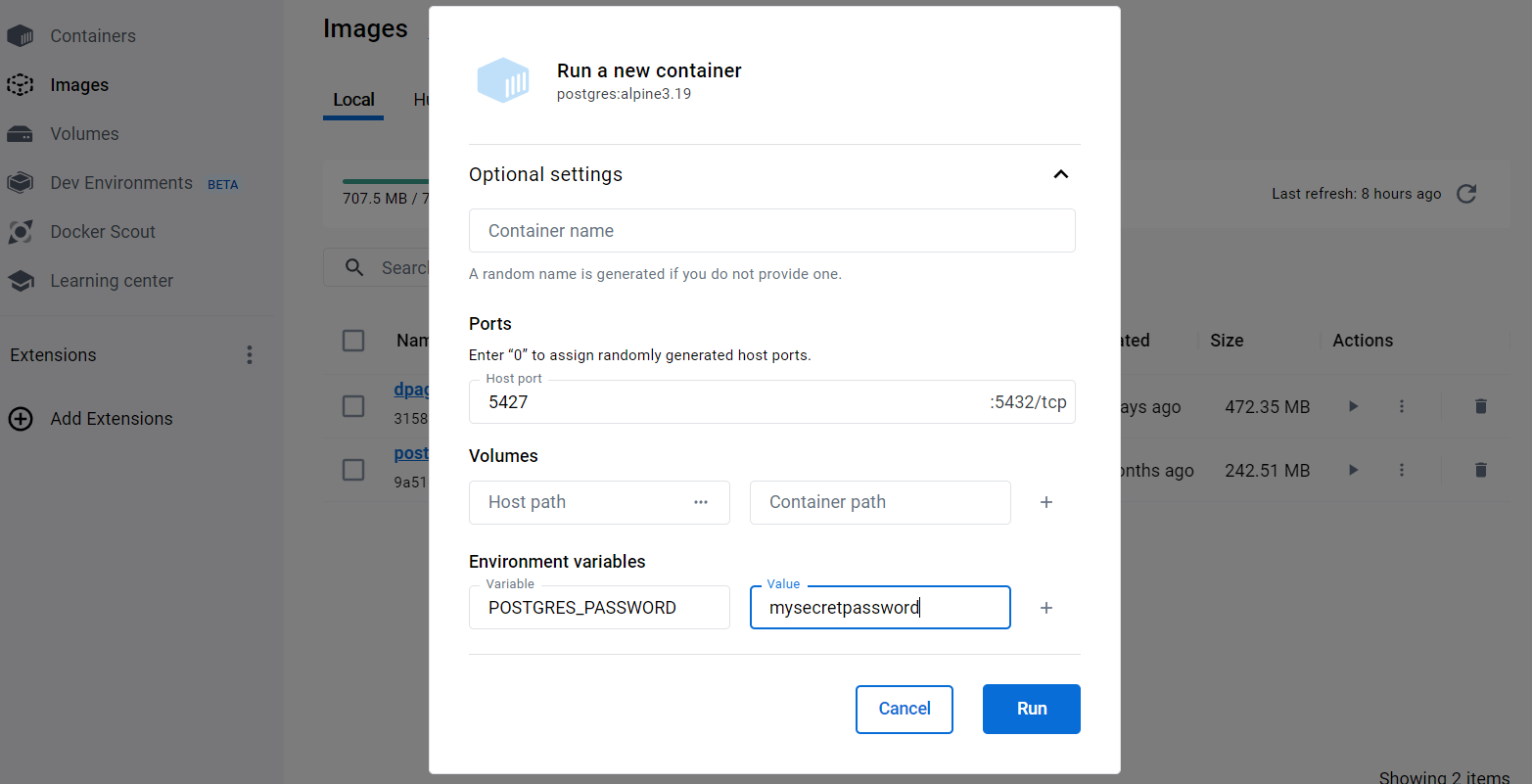 Postgres setup