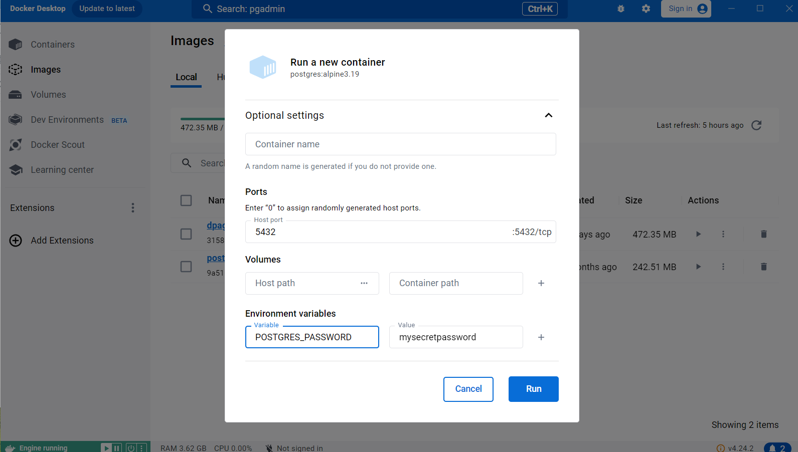 Postgres setup